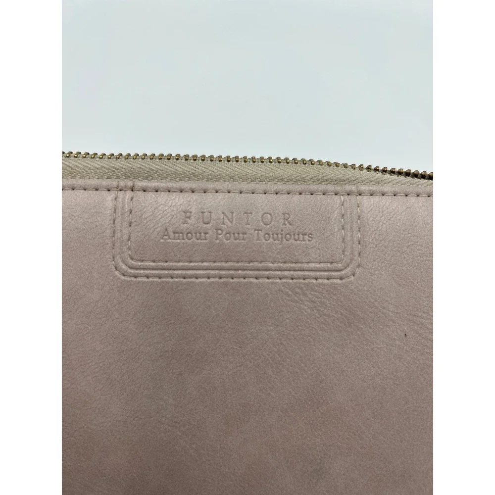 FUNTOR Amor Pour Toujours Dusty Rose Zip‎ Around Long Wallet Vegan Leather Gold